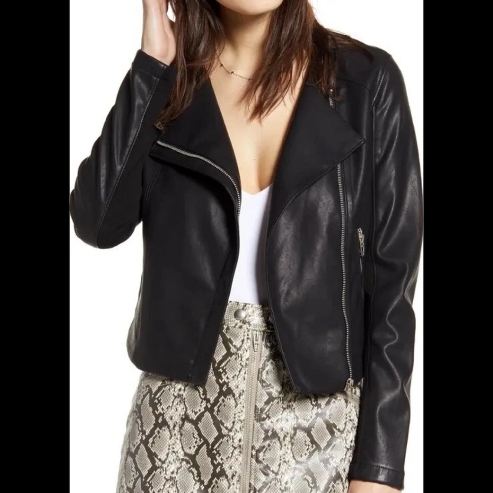 Blank NYC Faux Leather City Streetwear Moto Jacket Size Medium